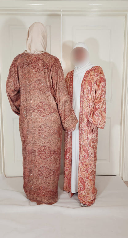 Orange 100% Cashmere Pashmina Occasion Abaya