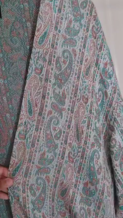 Green & Brown 100% Cashmere Pashmina Occasion Abaya