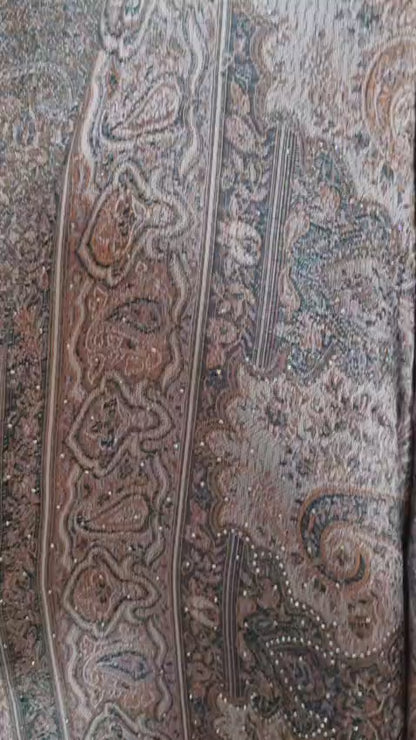 Green & Yellow 100% Cashmere Pashmina Occasion Abaya