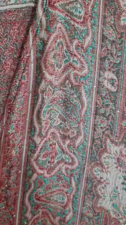 Red & Green Cashmere Pashmina Occasion Abaya