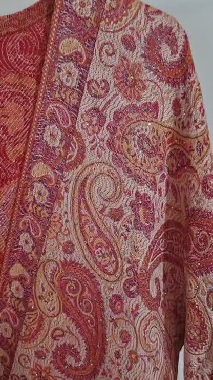 Orange 100% Cashmere Pashmina Occasion Abaya