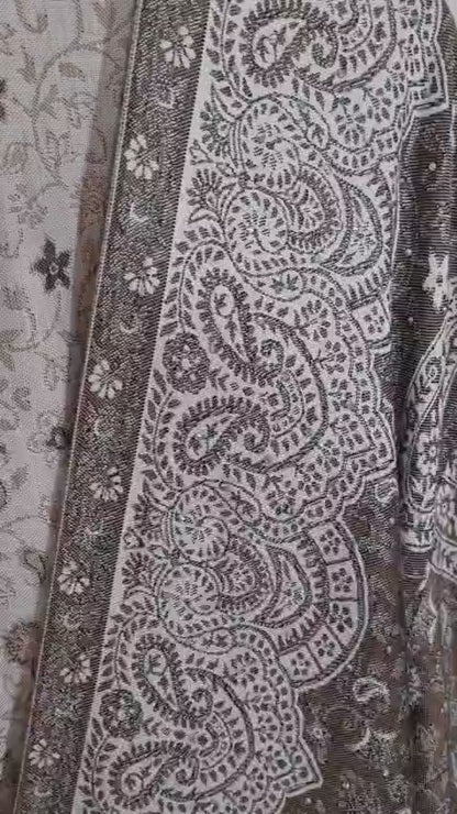 Taupe & Cream 100% Cashmere Pashmina Occasion Abaya