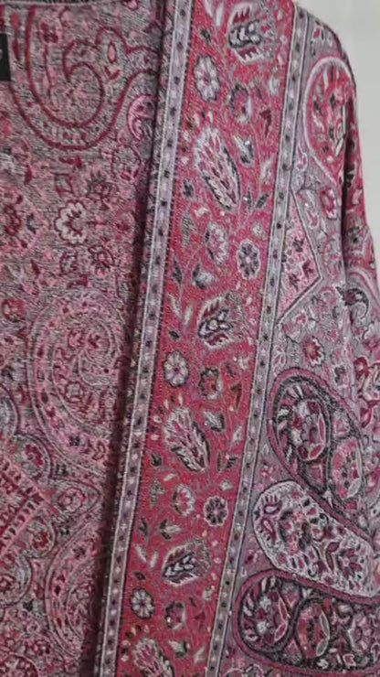 Red & Black 100% Cashmere Pashmina Occasion Abaya