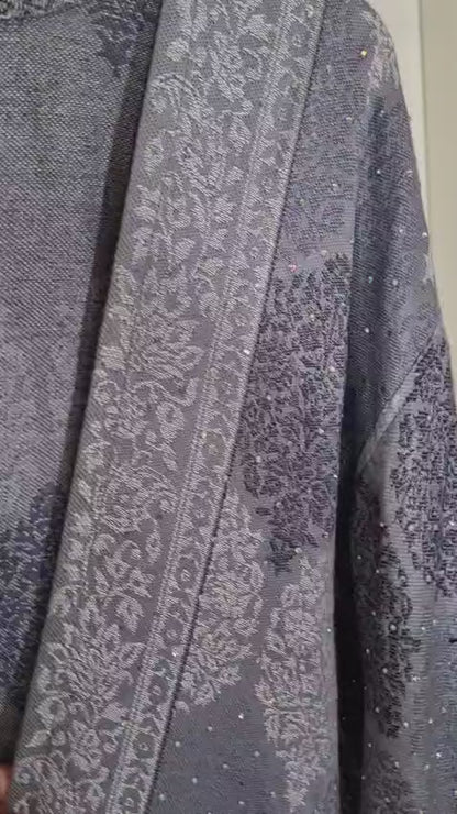 Three Shades of Grey 100% Cashmere Pashmina Occasion Abaya